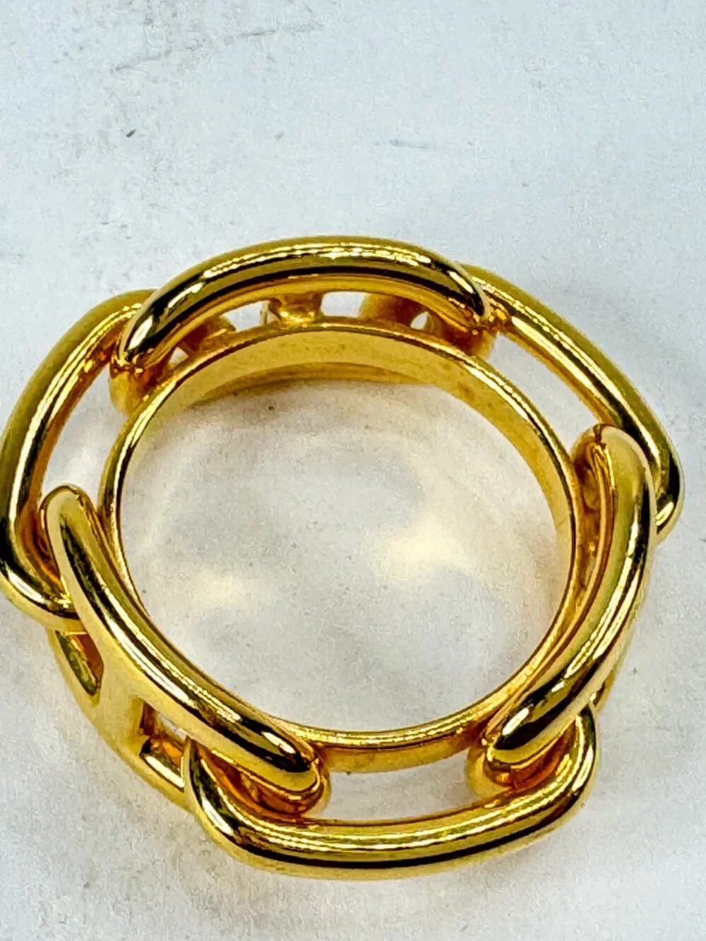Vintage Hermès Gold Tone Chaîne d’Ancre Scarf Ring Chain Link Design GS860